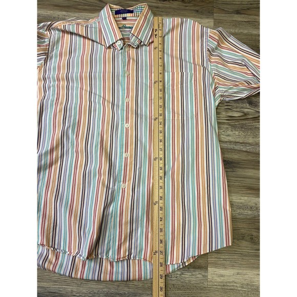 Alan Flusser Button Down Men's Size‎ Large Striped Dress Shirt Rainbow - Picture 7 of 8